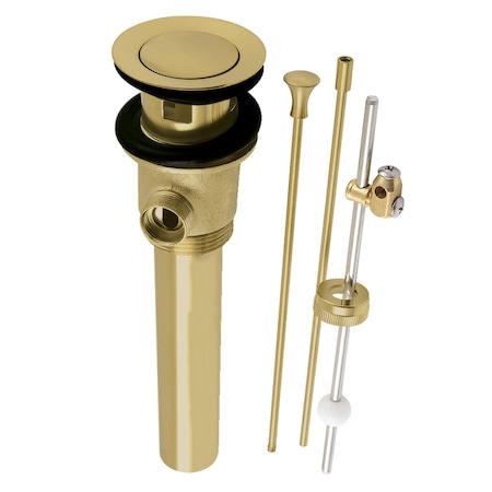 Kingston Brass Brass PopUp Drain with Overflow and Extra Long PopUp rod, 22 Gauge, Brushed Brass KBT2127